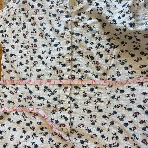 white mini 90s dress cotton like with little ditzy flowers and button up 90s y2k - Picture 7 of 12